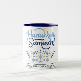 Hanukkah Sameach | Enkel Elegant Hanukkah-familjen Två-Tonad Mugg