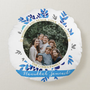 Hanukkah Sameach Foto på den enkla familjen Hanu Rund Kudde
