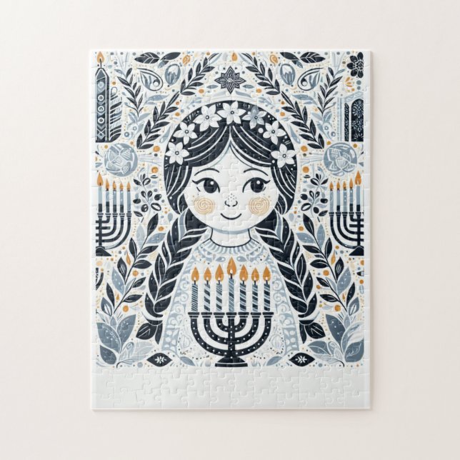 Hanukkah Sameach Glow Puzzle: Biet Together Festi Pussel (Vertikal)