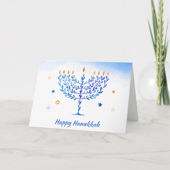 Hanukkah sameach! Lycklig Hanukkah Hälsning Helgkort (Framsida)