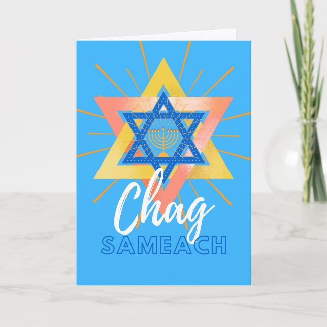 Hanukkah Sameach Menorah Star of David Card Kort (Framsida)