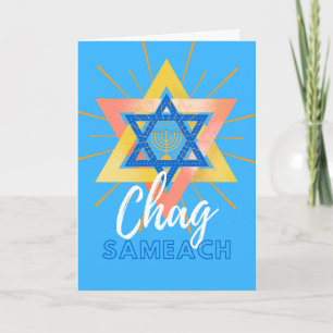 Hanukkah Sameach Menorah Star of David Card Kort
