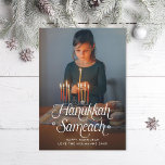 Hanukkah Sameach Star of David Photo Julkort<br><div class="desc">Hanukkah Sameach in fun hand-written style type; also available in foil print</div>