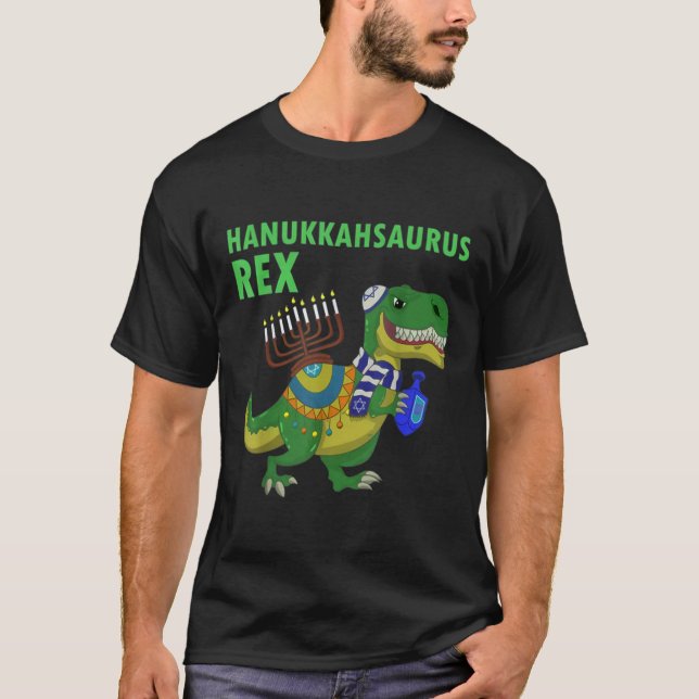 Hanukkah Saurus Rex Funny T Rex Dinosaur Hanukkah Shirt (Framsida)