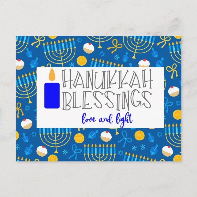 Hanukkah-segnelser Vykort (Framsida)