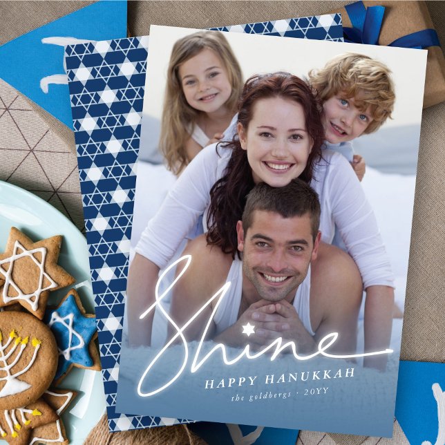 Hanukkah Shine Glow Bright Star of David Photo Julkort (Skapare uppladdad)
