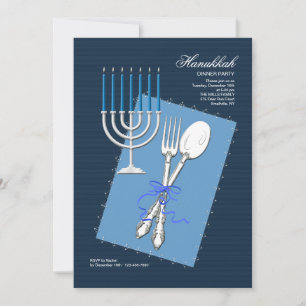 Hanukkah Silverware Dinner Party-inbjudan Inbjudningar
