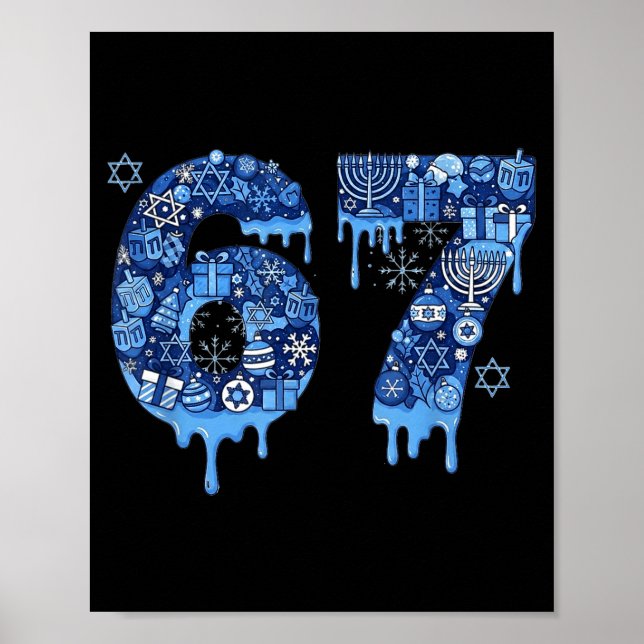 Hanukkah Six Seven 67 Meme Funny Dreidel Menorah S Poster (Framsidan)