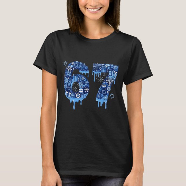 Hanukkah Six Seven 67 Meme Funny Dreidel Menorah S T Shirt (Framsida)
