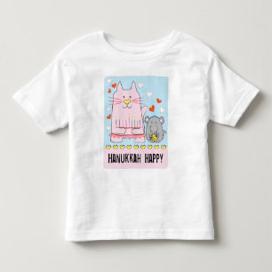 Hanukkah Småbarn Jersey T-Shirt Cat och Mouse
