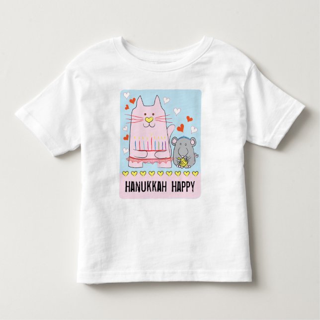 Hanukkah Småbarn Jersey T-Shirt Katt och Mus (Framsida)