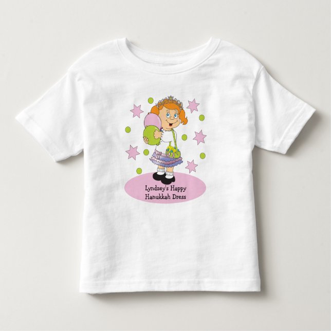 Hanukkah Småbarn Ruffle Dress Personalize T Shirt (Framsida)