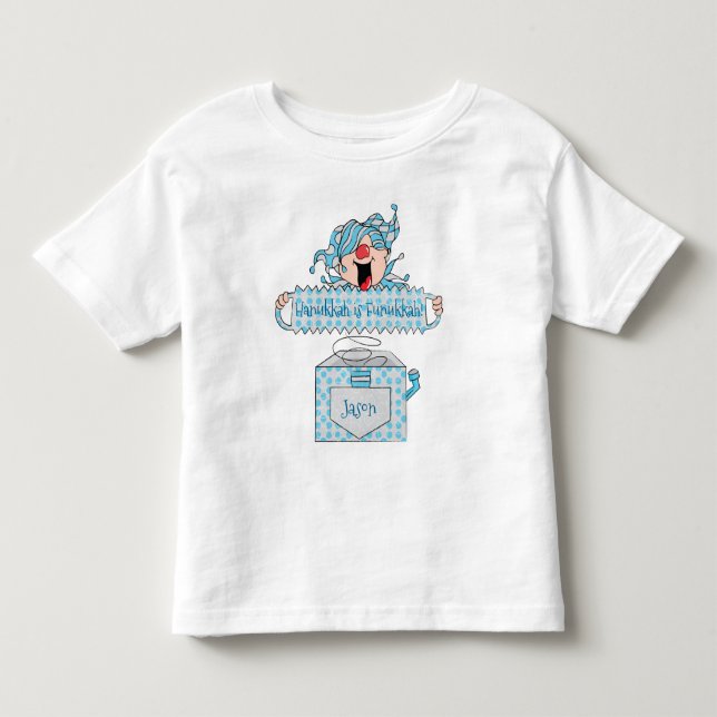 Hanukkah Småbarn Silver Shirt "Dreidel in the Box" T-shirt (Framsida)