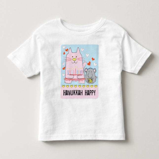 Hanukkah Småbarns Jersey T-Shirt Katt och Mus (Framsida)