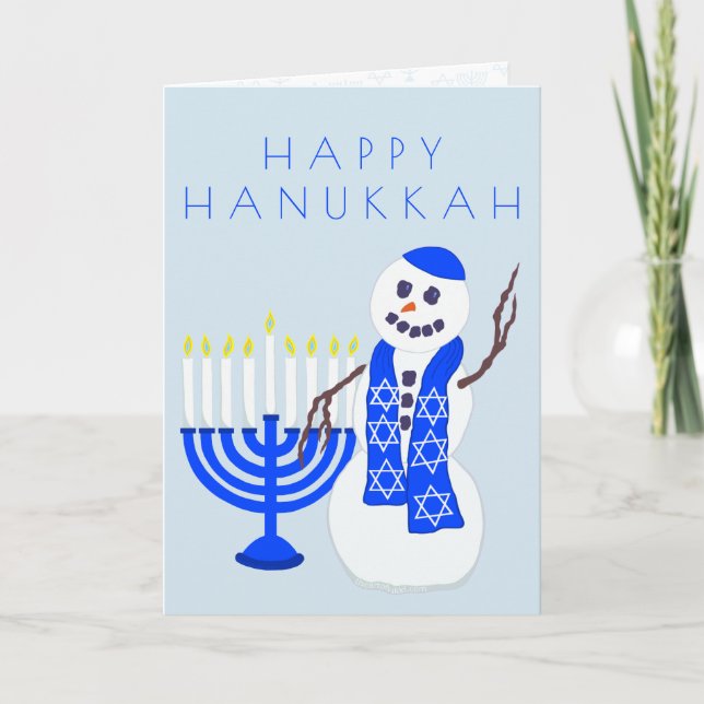 Hanukkah Snögubbe Anpassningsbar över utskriften Helgkort (Framsida)