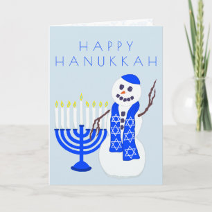Hanukkah Snögubbe Anpassningsbar över utskriften Helgkort