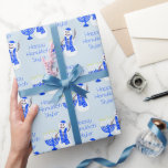 Hanukkah Snögubbe Chrismukkah Namn och budskap Presentpapper<br><div class="desc">Anpassa den här söta Hanukkah snögubbe som är papper med den turades namn eller lägg till ditt namn och Chanukah-meddelande för en anpassningsbar som bara är till för dig. Dekorerad med söta snögubbar och Menorahs i djupa skuggor av blått gör den här presentfigurationen en roligt påstående. Personligen Hanukkah är en...</div>
