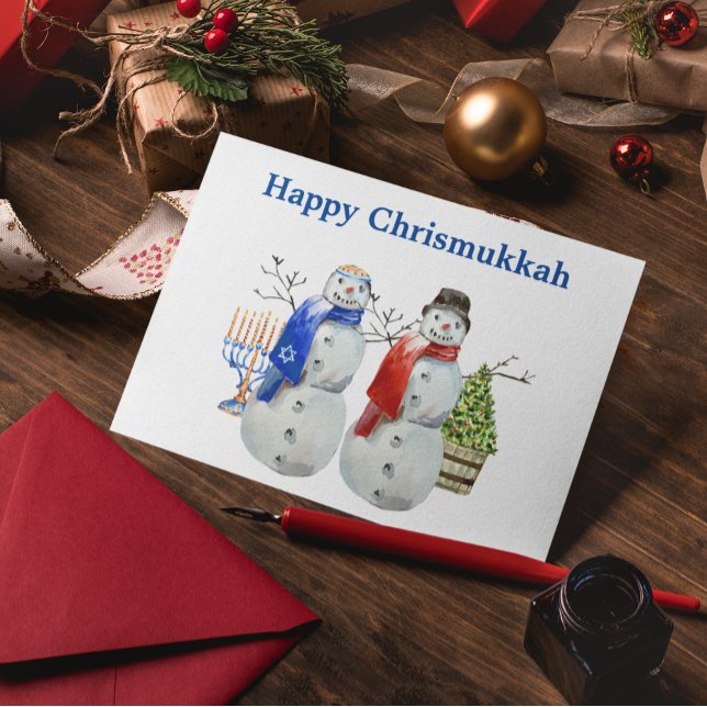 Hanukkah Snögubbe jul-Chrismukkah Helgkort (Skapare uppladdad)