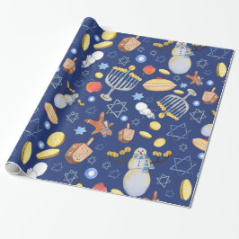 Hanukkah Snögubbe och Menorah Wrapping papprare Presentpapper