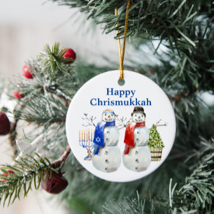 Hanukkah Snömannen Jul Chrismukkah Julgransprydnad Keramik