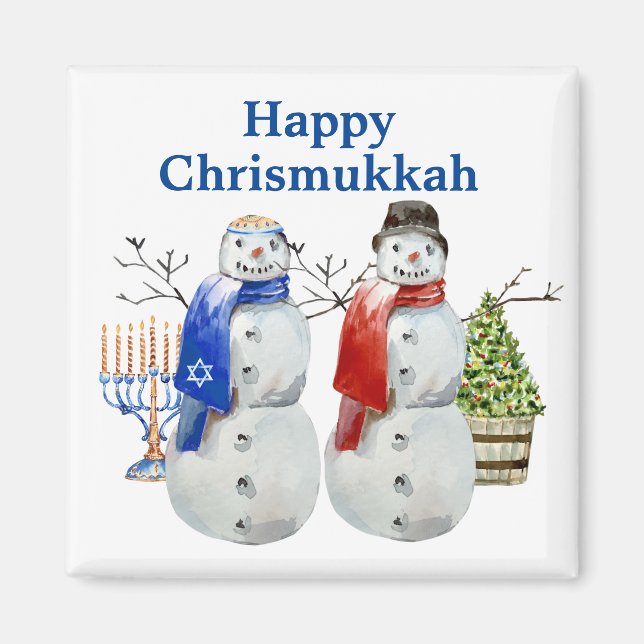 Hanukkah Snömannen Jul Chrismukkah   Magnet (Framsidan)