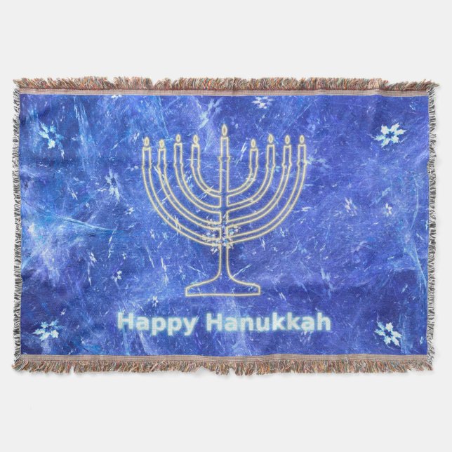 Hanukkah Snowstorm Menorah Filt (Framsidan)