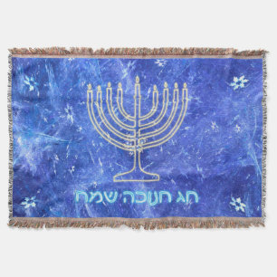 Hanukkah Snowstorm Menorah Filt