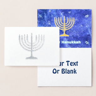 Hanukkah Snowstorm Menorah Folierat Kort