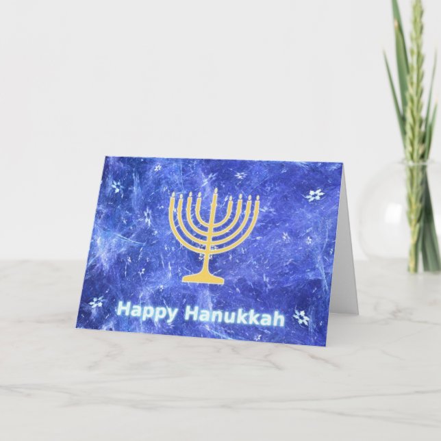 Hanukkah Snowstorm Menorah Helgkort (Framsida)