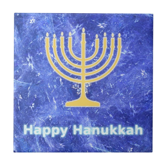 Hanukkah Snowstorm Menorah Kakelplatta (Framsidan)
