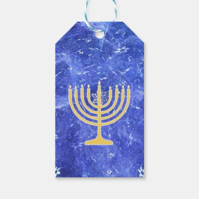 Hanukkah Snowstorm Menorah Presentetikett (Framsidan)