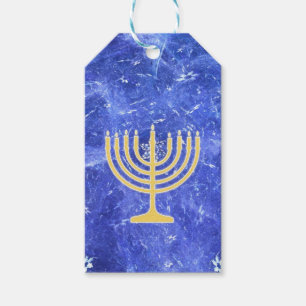 Hanukkah Snowstorm Menorah Presentetikett