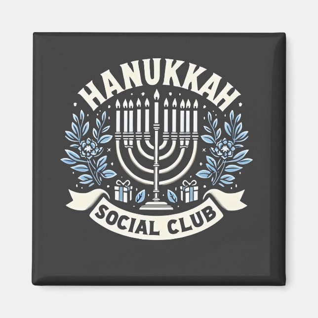 Hanukkah Social Klubb Funny Jewish Hanukkah Magnet (Framsidan)