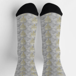 Hanukkah Socks "Elegant Menorahs"