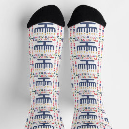 Hanukkah Socks "Menorah Happy"