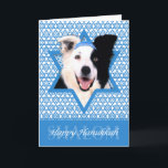 Hanukkah Star av David - Gräns Collie Helgkort<br><div class="desc">Vad kan göra att säga Lycklig Hanukkah mer roligt än att ha den här Gräns Collie-Hund med en Yamaka omgiven av David-stjärnan. Den här visuella utformningen av helgdag kommer säkert att glädja dina vänner och familj liksom andra hundälskare. Den här designen finns i över 100 Hundraser. Om du inte ser...</div>