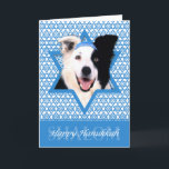 Hanukkah Star av David - Gräns Collie Helgkort<br><div class="desc">Vad kan göra att säga Lycklig Hanukkah mer roligt än att ha den här Gräns Collie-Hund med en Yamaka omgiven av David-stjärnan. Den här visuella utformningen av helgdag kommer säkert att glädja dina vänner och familj liksom andra hundälskare. Den här designen finns i över 100 Hundraser. Om du inte ser...</div>