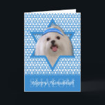 Hanukkah Star av David - maltesiska Helgkort<br><div class="desc">Vad skulle kunna göra att säga Lycklig Hanukkah mer roligt än att ha en maltesisk Hund med en Yamaka omgiven av David Star. Den här visuella utformningen av helgdag kommer säkert att glädja dina vänner och din familj liksom andra djur älskare. Den här designen finns i över 100 Hundraser. Om...</div>