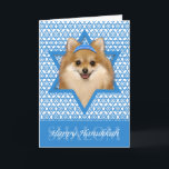 Hanukkah Star av David - Pommern Helgkort<br><div class="desc">Vad skulle kunna göra att säga Lycklig Hanukkah mer roligt än att ha den här Pommern-Hund klädd med en Yamaka omgiven av David Star. Den här visuella helgdag kommer säkert att glädja dina vänner och din familj liksom andra djur älskare. Den här designen finns i över 100 Hundraser. Kontakta mig...</div>