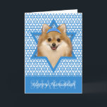 Hanukkah Star av David - Pommern Helgkort<br><div class="desc">Vad skulle kunna göra att säga Lycklig Hanukkah mer roligt än att ha den här Pommern-Hund klädd med en Yamaka omgiven av David Star. Den här visuella helgdag kommer säkert att glädja dina vänner och din familj liksom andra djur älskare. Den här designen finns i över 100 Hundraser. Kontakta mig...</div>
