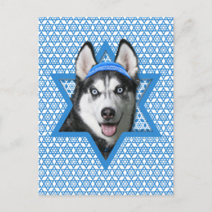 Hanukkah Star av David-Siberian husky Helg Vykort