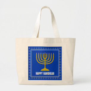 HANUKKAH Star David Menorah Personlig BLUE Jumbo Tygkasse