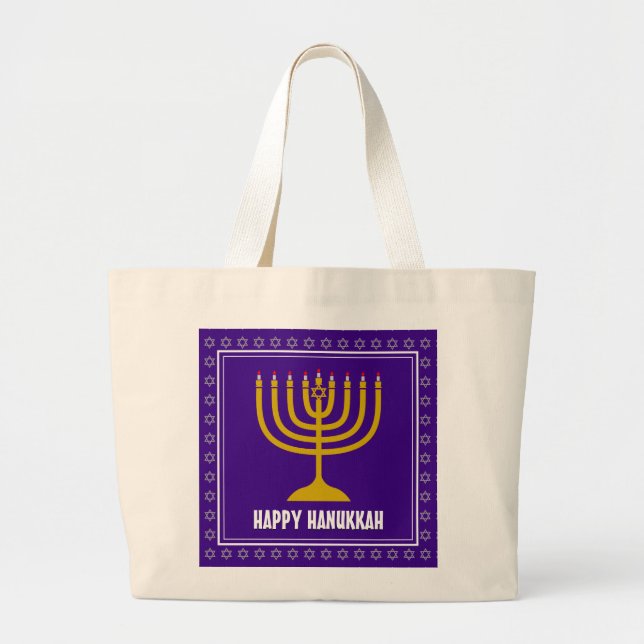 HANUKKAH Star David Menorah Personlig Lila Jumbo Tygkasse (Framsidan)