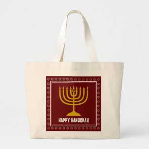 HANUKKAH Star David Menorah Personlig VIN RED Jumbo Tygkasse