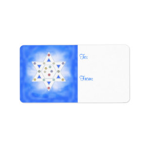 Hanukkah Star och Snöflingor Blue Gift Märkre Adressetikett