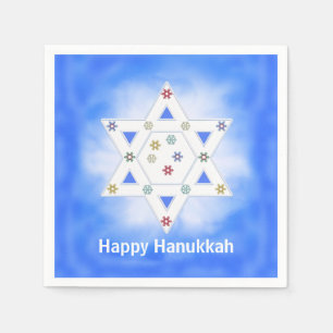 Hanukkah Star och Snöflingor Blue Pappersservett