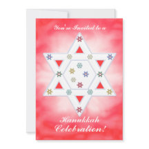 Hanukkah Star och Snöflingor Firande Red