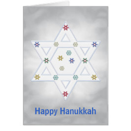 Hanukkah Star och Snöflingor Grått Helgdag Card Hälsningskort