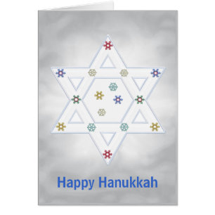 Hanukkah Star och Snöflingor Grått Helgdag Card Hälsningskort
