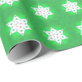 Hanukkah Star och Snöflingor Grönt Presentpapper
